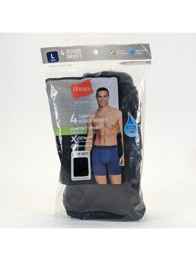 Hanes Mens Large Boxer Briefs 4-Pack Tagless Comfort Soft Underwear